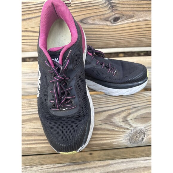 Hoka One One Womens Bondi 7 Black/Pink Running Sneakers Size 9.5 - Picture 3 of 8